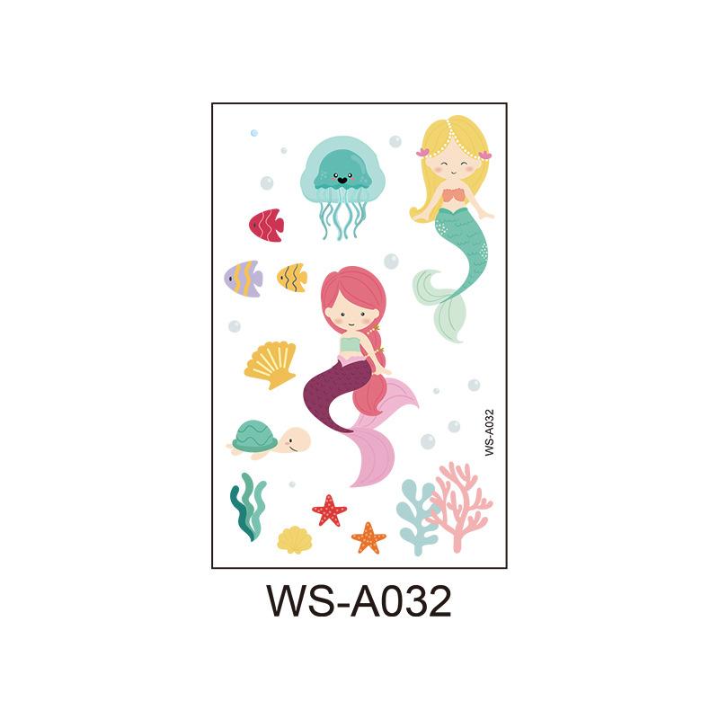 Children's Cartoon Mermaid Tattoo Sticker Pink Princess Waterproof Cute Fun Disposable Bonus Sticker