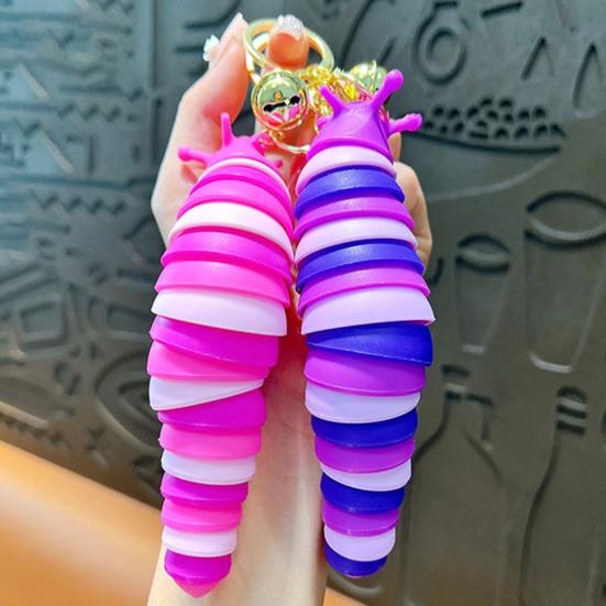 Yousheng Keychain Pendant Stress Relief Squeeze Toy 3D Slug Fidget Spinner Anxiety Reduction Flexible Sensory Key Chain