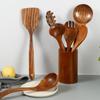 4-8pcs Natural Material Kitchen Utensils Set with Storage Bucket Kitchen Shovel Set Salad