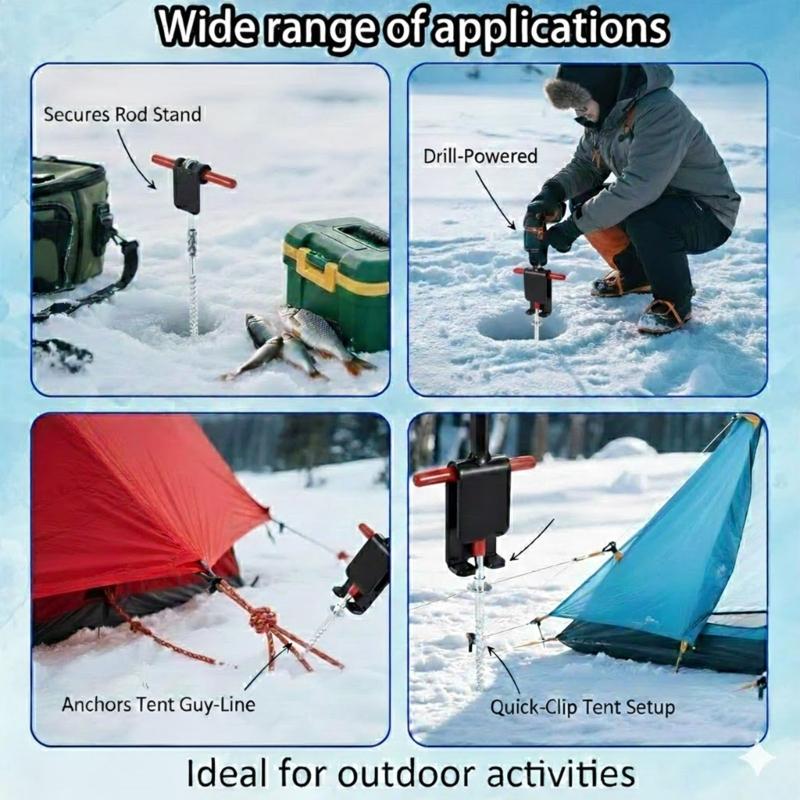 6PCS Reinforced Winter Ground Screws With Quarter Size Joining Tool For Outdoor Shelter