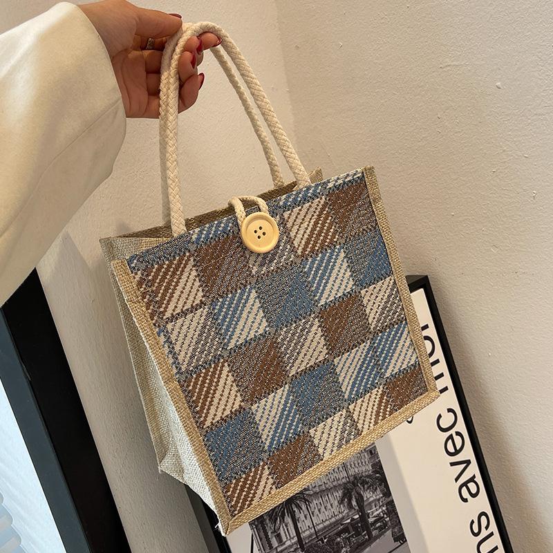 Linear Handbag for Women New Style Fashionable Hand-carrying Lunch Box Bag for Students Girl Small Shoulder