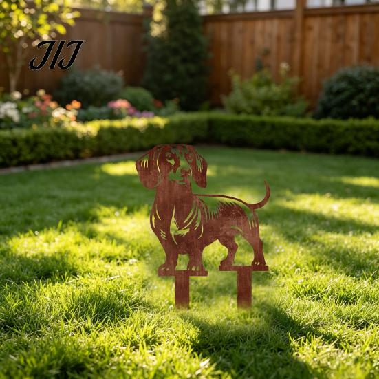 Dachshund Garden Stake Metal Stake, Rusty Animal Silhouette Decorative Yard Dog Decor Art for Outside Lawn, Pathway, Patio, Flower Bed Rustic Sign