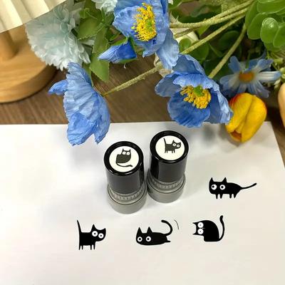1pc Cute Black Cat Seal Stamp Kawaii Funny Feline Stamps Crafting for Children Kids DIY Parinting Scrapbooking Material
