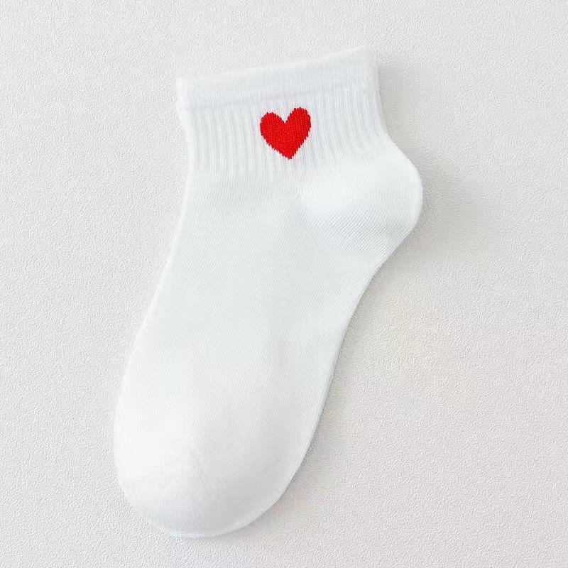 Lovely Heart Cotton Socks Women Summer Fashion Black White Sports Short Socks Girls Cute Style Low Tube Boat Socks