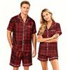 Matching Couples Pajama Set - Short Sleeve Button Hem Top and Shorts - Soft Casual Sleepwear Loungewear for Men Women Sizes S to XXXXL