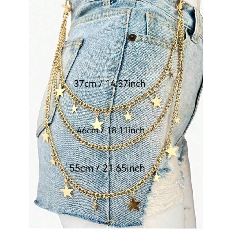 1 Stück Punk Style Mode Taillenkette, Doppellagige Metallkette, Einzigartige Dekoration für Hosen, Röcke, Hip Hop Accessoires
