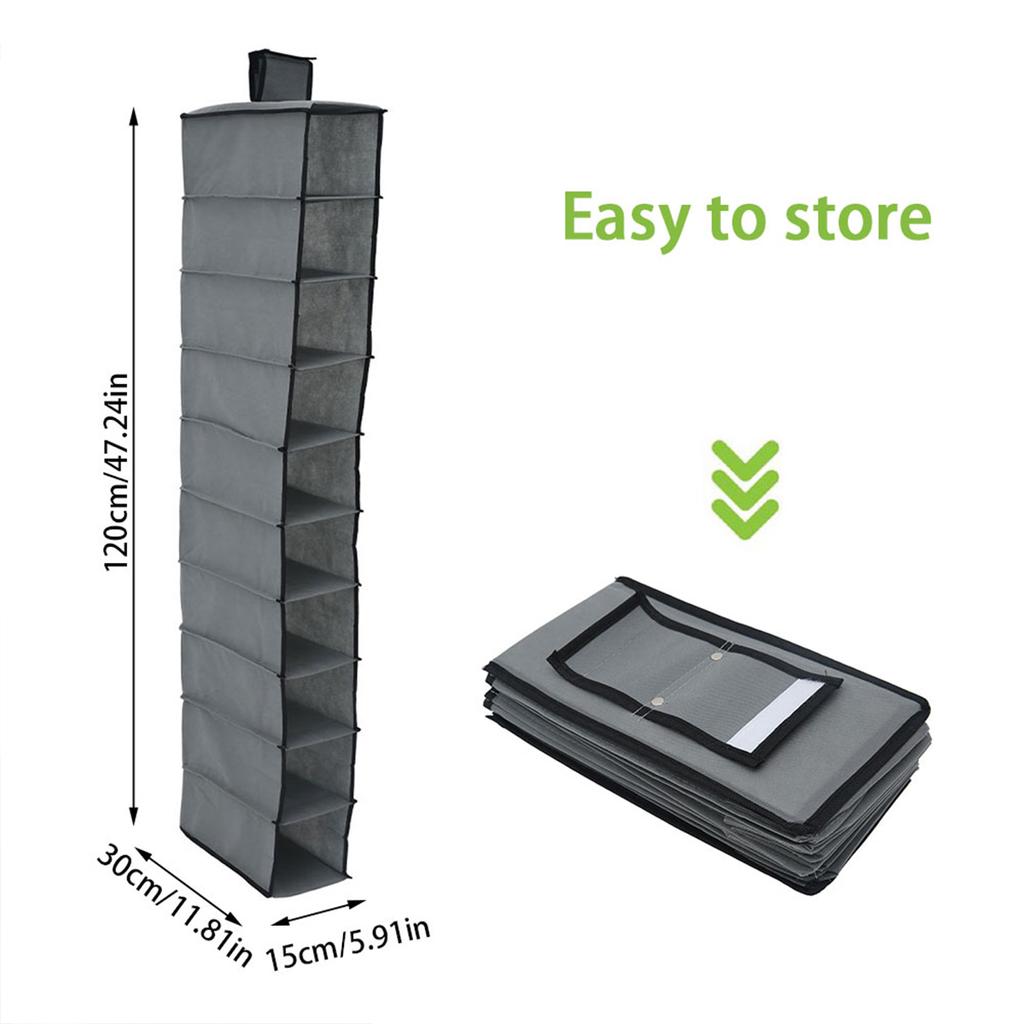 10 Shoe Hanging Storage Bag Foldable Wardrobe Clothes Underwear Hat Hanging Organizer Bag Home Bedroom
