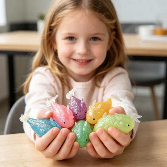 Maltose Glow Arowana Squeeze Toy Slow-Rising Silicone Fidget for Stress Relief Cute Fish-Shaped Decompression Gadget for Kids Adults