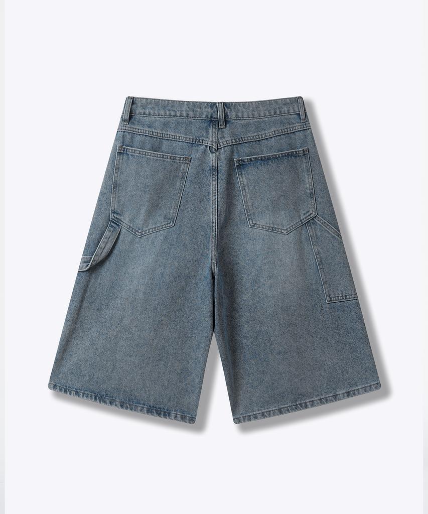 Descheuis Everyday Single-Pleat Carpenter Bermuda Denim Pants Vintage Blue (Type A)