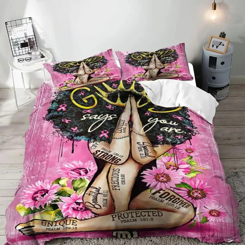 African American Black Duvet Cover Set King Queen Full Size,Black Couple Soft Bedding Set,Birthday Christmas Comforter Cover Set