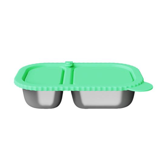 Reusable Silicone Snack Container 2-Compartment Leak-Proof Food Storage Box for Sauces Nuts Dishwasher Safe Snack Storage Box