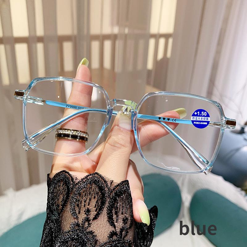 Large Oversized New Trend Reading Glasses Classic Anti-blue Light Presbyopia Eyewear Men Women Farsighted Eyeglasses Degree+4.0