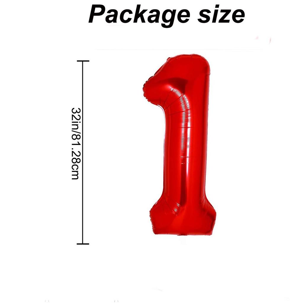 1 st - 32 tum Ljusröda Aluminiumfolie Digitala Ballonger 0-9 - Perfekt för Födelsedagskalas och Firanden, Lätt att Använda, Ingen Ström Krävs CDN