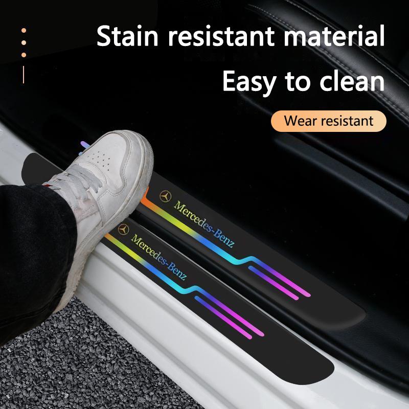 CSB1 4Pcs Car Door Threshold Strips Protector Sticker For Mercedes Benz AMG Brabus Smart W204 GLC CLA W205 W203 W206 Auto Accessories