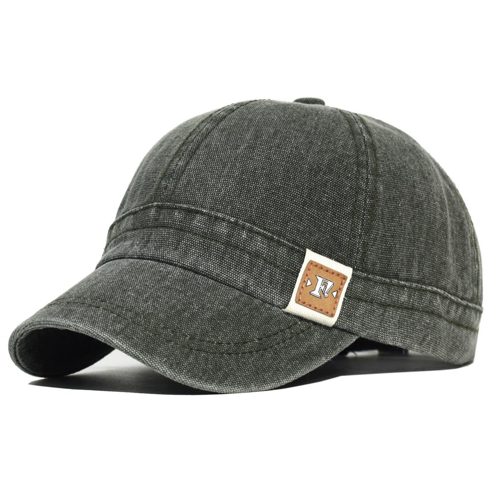 Fashion Short Brim Washed Cotton Baseball Cap Men Women Soft Vintage Dad Hat Adjustable Trucker Style Low Profile Caps