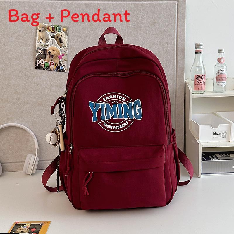 Womens And Mens Nylon Backpack With Function And Letter Design For School And Daily Use