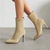 Women's High-heeled Short Boots Autumn and Winter Sexy Pointed Thin Heel Large Size Suede Elastic Boots