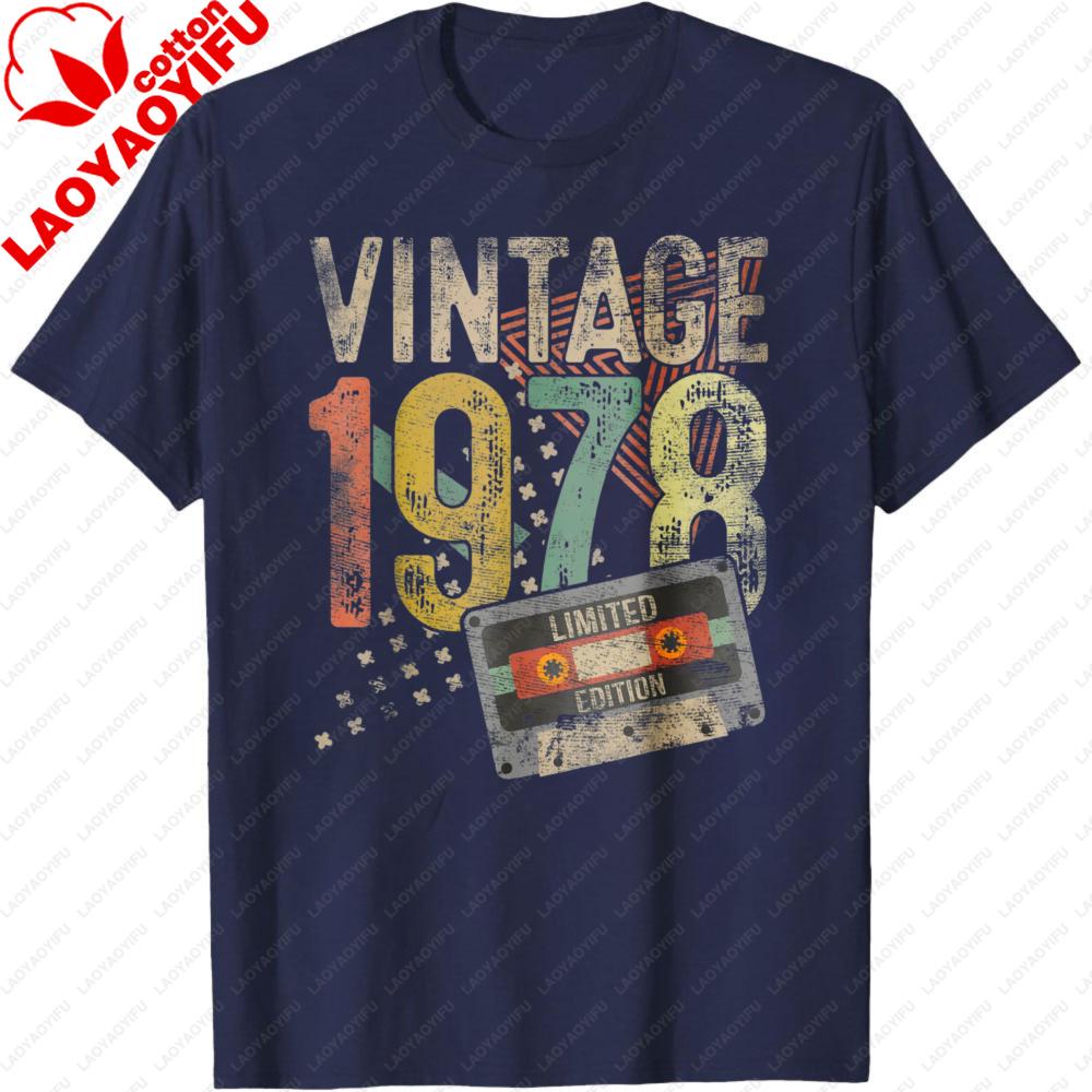 Vintage 1978 Tape 48th Birthday Gift Men Women 48 Year Old TShirt Man Cotton T Shirts Family Gathering Oversized T Shirt