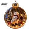 Christmas Tree Garland Pendants Glowing Scene Ornament Ball with LED Light for Hanging And Baubles Tabletop Decor, Transparent Acrylic Holiday Pendant