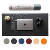 Nordik Faux Leather Desk Mat with Cable Organizer (Black, 90 X 43 Cm) Premium Extended Mouse Mat for Home and Office Accessories - Felt Vegan Large