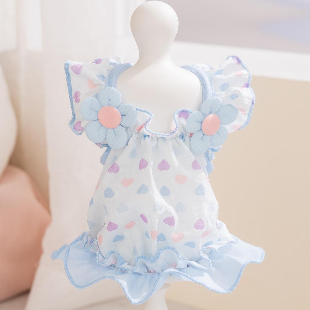 3D Floral Puppy Summer Dress Breathable Comfortable Pet Harness Skirt Floral Printed Soft Dog Princess Dress Outdoor Activities