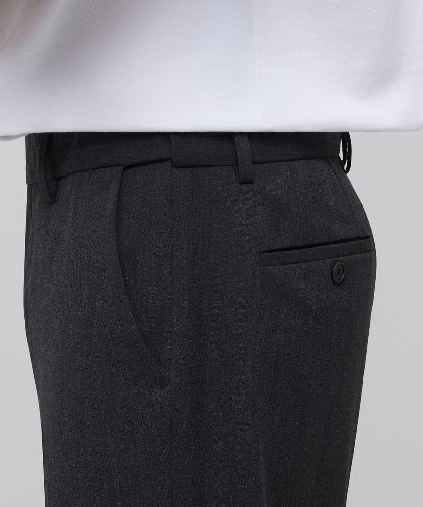MUSINSA STANDARD Lightweight Semi-Wide Hidden Elastic Waist Slacks [Charcoal Gray]