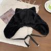 Cute Cat Ears Plush Hat for Women in Autumn and Winter White Thickened Cold Proof and Warm Big Head Circumference Ear Protecting Lei Feng Hat
