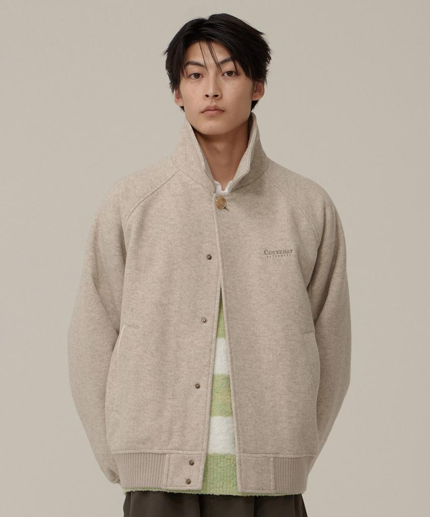 COVERNAT Collared Blouson Oatmeal