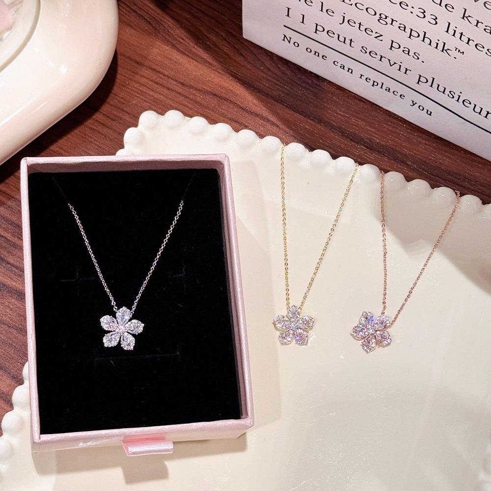 Blumenkette Luxus Mode Schmuck mit funkelndem Zirkon für Damen Elegant und Schick