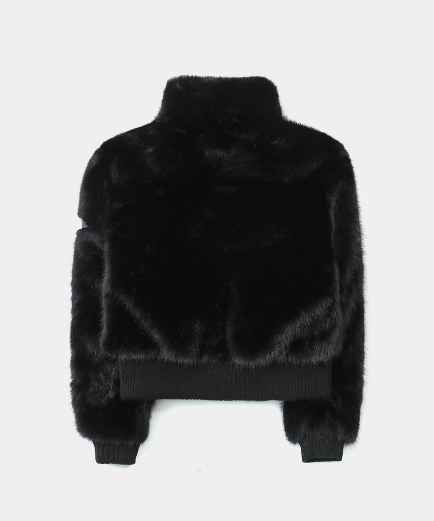 Badblood Viper 81 High-Neck Fur Jacket - Black