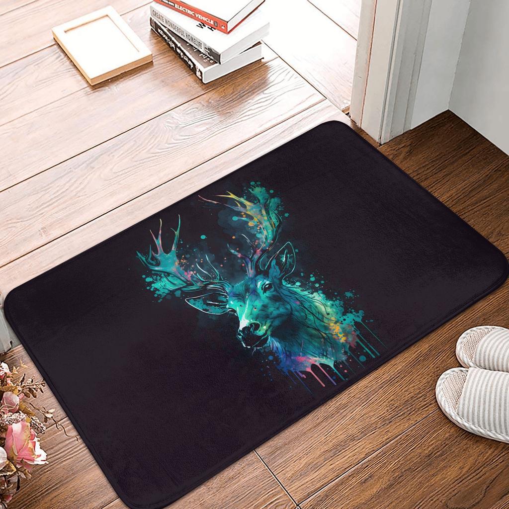 Dark Forest Deer Doormat Anti-Slip Kitchen Bath Mat Toilet Floor Door Entrance Carpet Rug