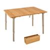 ATEPA Outdoor Table Folding Bamboo Camping Table Desk Height Adjustable Bamboo Low Table with Storage Bag