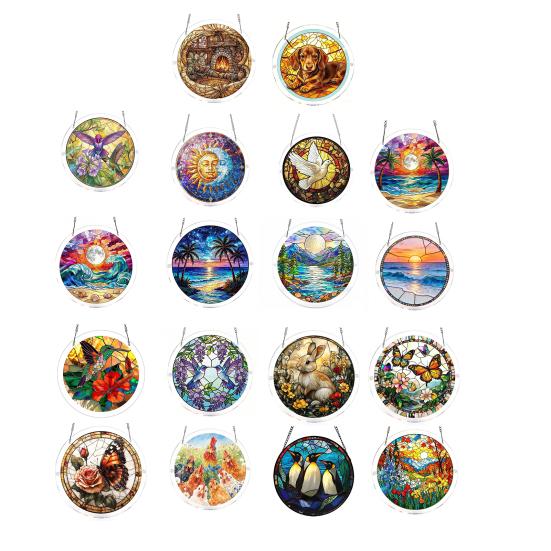 Sonnenfänger Puzzle Acryl Sonnenfänger Langlebiges Klares Acryl Bunte Muster Fensterdekoration für Türen Garten