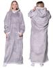 Oversize Warm Thick Blanket Hoodie 2-in-1 Xxl Grey Furry [Kb-Xl1]
