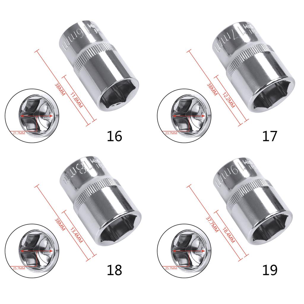 Lizdas 1/2 colio metrinis veržliaraktis šešiakampio lizdo galvutės keitikliai veržliarakčio adapterio lizdo rankinis įrankis 8–32 mm