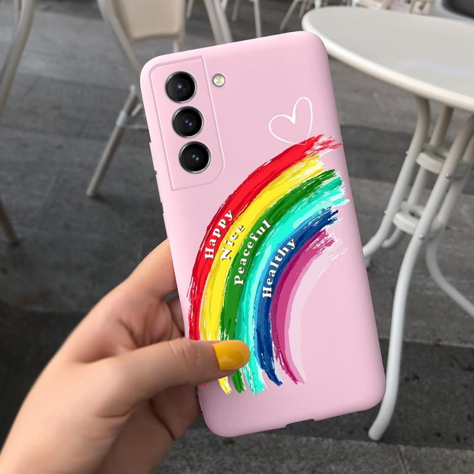 For Samsung Galaxy S22 5G Phone Case Cute Rainbow Milk Cow Painted Cover For Samsung S22 Plus S 22 Ultra Soft Silicon Fundas