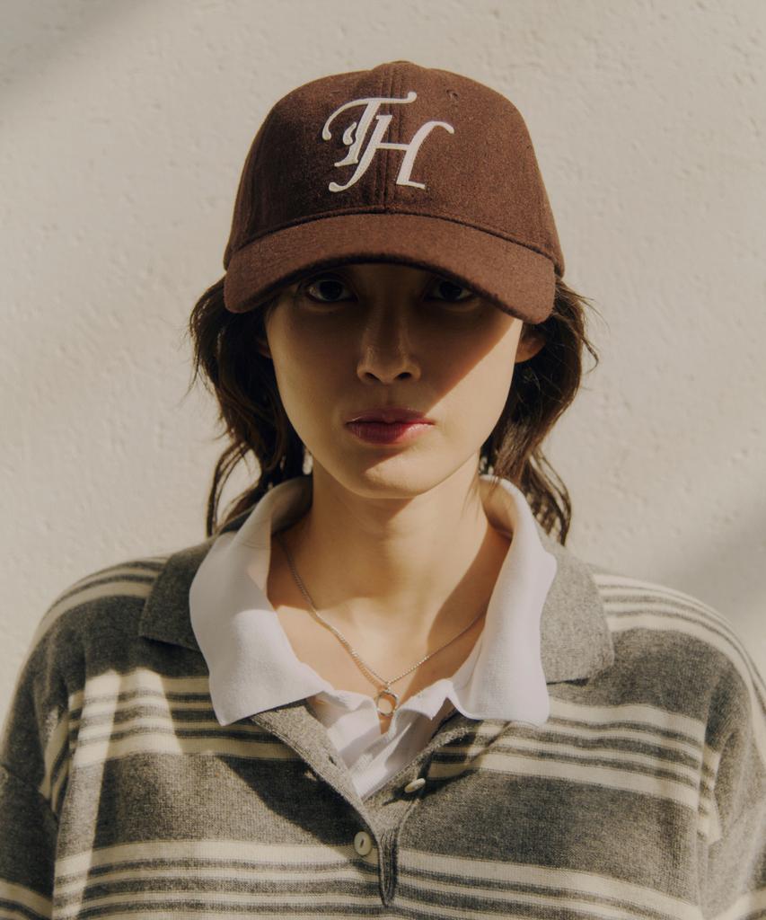 Teulaepighamoni Wool Blend Th Applique Logo Deep-Fit Ballcap_Brown