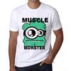 Pánské vintage tričko s grafikou Muscle Monster White