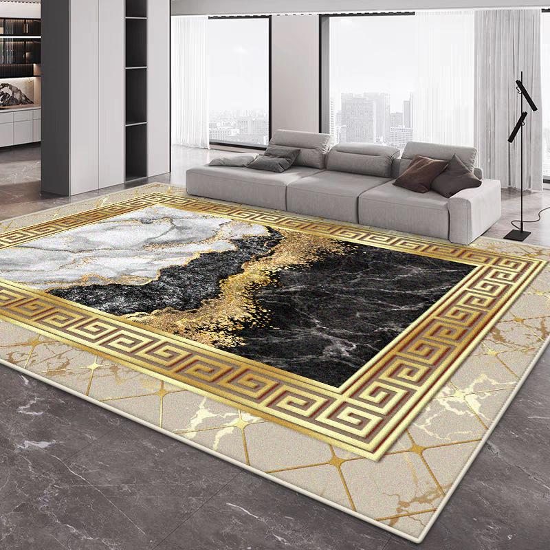 Decorare Modernă pentru Casă Mărime Mare Covor Luxos pentru Sufragerie Margine Aurie Covoraș Antiderapant pentru Masă Canapea Ușor de Curățat Covor pentru Vestiar Salon