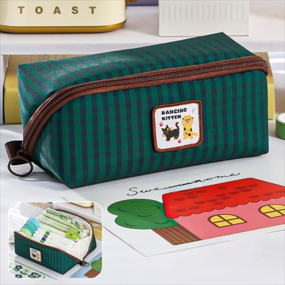 Korean Style Prism Pencil Case Desktop Storage Large Capacity Grid Stationery Bag Ins Style Aesthetic Dopamine Pencil Pouch