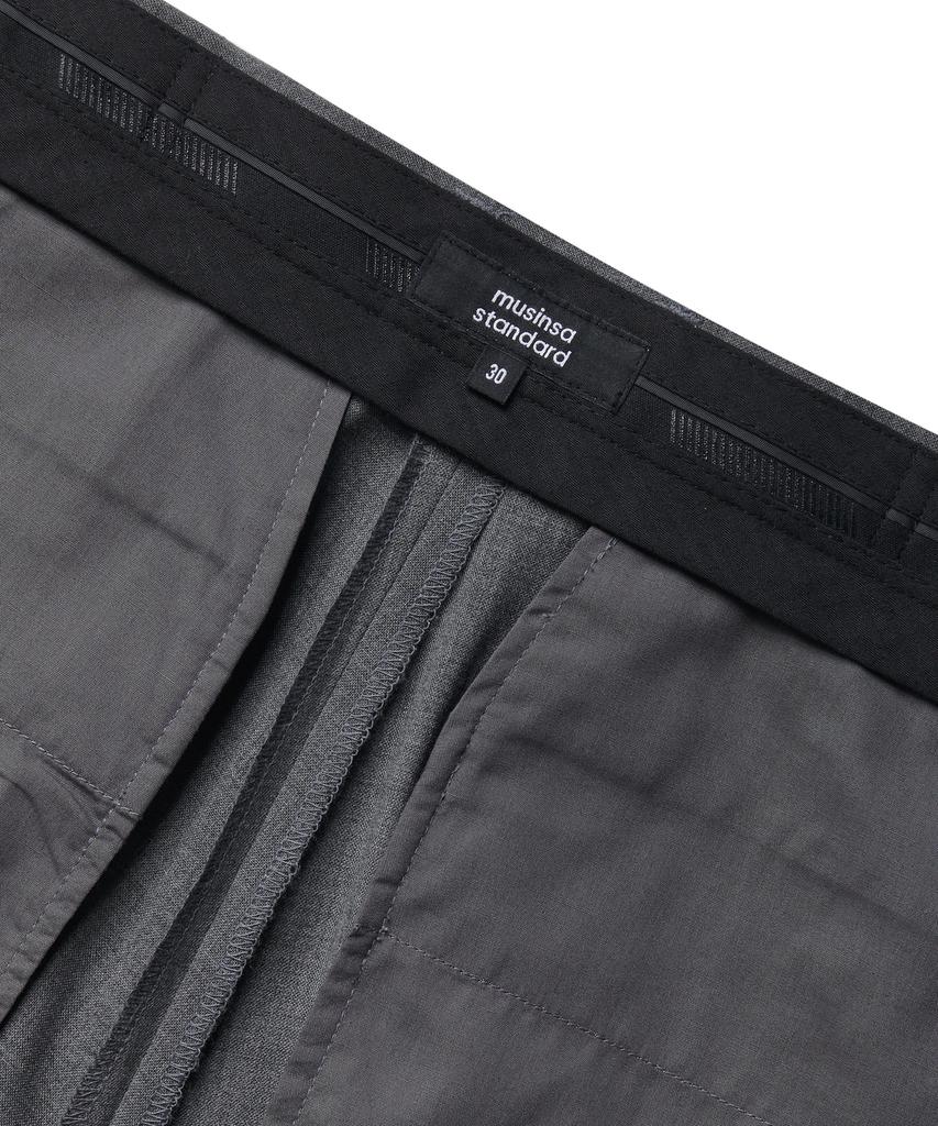 Musinsa Standard Summer Wool Two-Tuck Wide Hidden Elastic Waist Slacks [Medium Gray]
