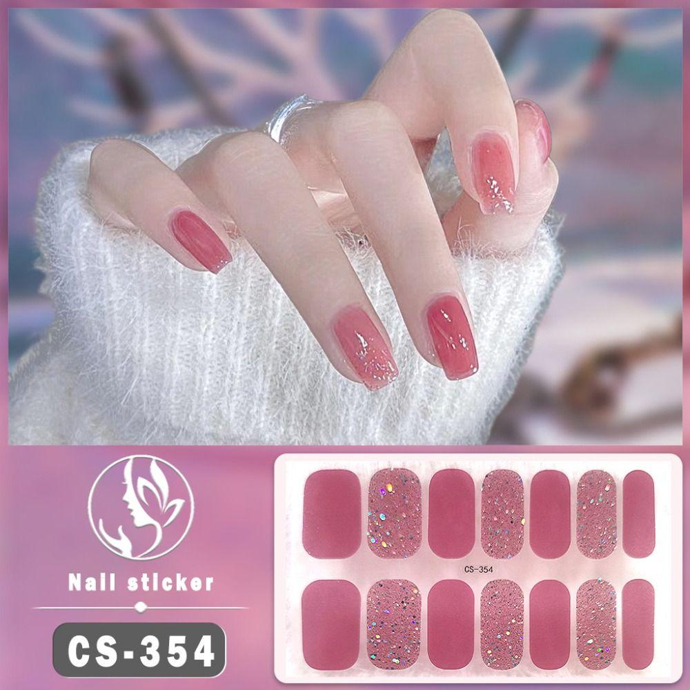 14 Bandes d'Ongles en Gel Auto-Adhésives Pailletées Autocollants pour Nail Art DIY