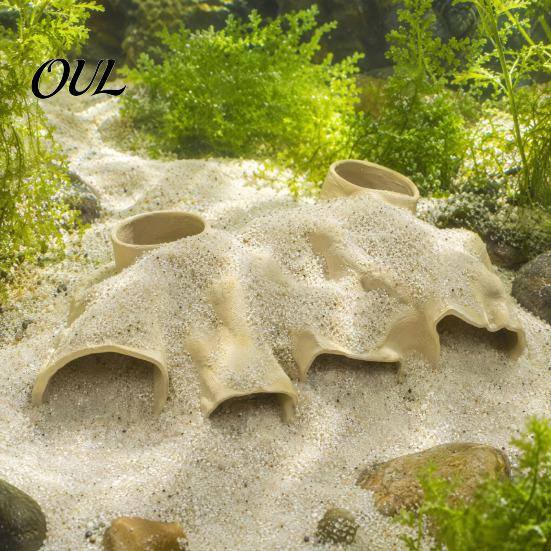 Freshwater Tank Decor Aquarium Hideout Cave, Under Gravel Fish Tunnel Natural Look, Saltwater Ornament for Betta, Guppy, Shrimp, Small Cichlid