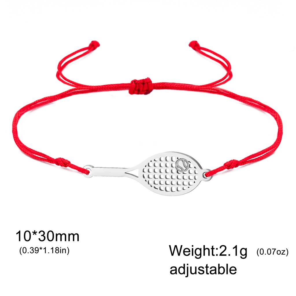 Tennis Racket Charm Women's Bracelet Stainless Steel Jewelry Tennis Ball Double Chains Beads Hand Bracelet for Girls Gift 2026