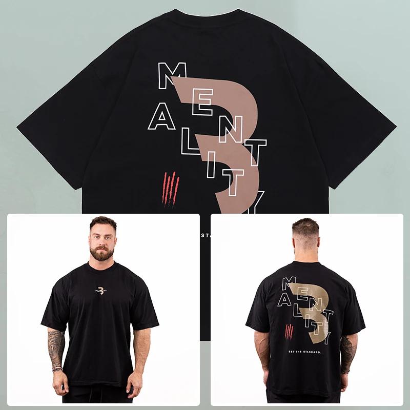 T-shirt de fitness de haute qualité 2025 pour la salle de sport, nouveau, ample, surdimensionné, en coton, à manches courtes pour hommes, haut d'été pour l'entraînement et le jogging