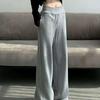 Women's Summer American-Style High-Waisted Gray Wide-Leg Casual Sweatpants