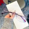 Women Rimless Presbyopia Glasses Anti Blue Light Diamond Cut Reading Eyeglasses Finished Optical Eyewear Diopter +1.0 To +4.0
