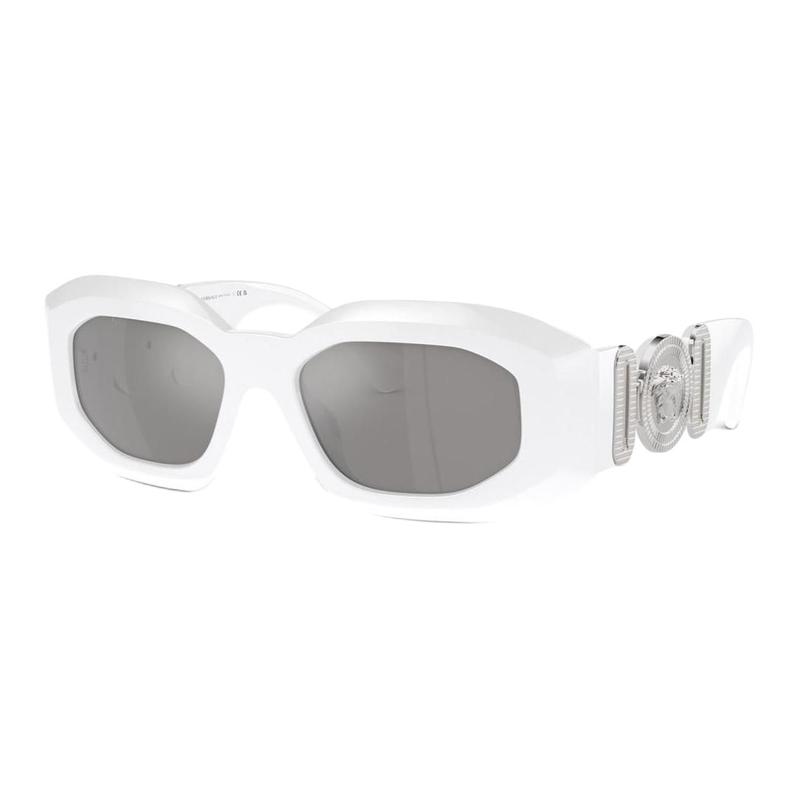 Versace Temple Logo Acetate Irregular Sunglasses Men's White 13076514 VE4425U-white 54