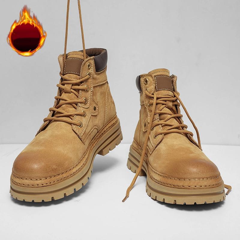 Mode Echte Leder Herren Stiefeletten Lässige Hochwertige Stiefel Mann Outdoor Arbeit Sneakers High Top Streetwear Motorradstiefel Herren