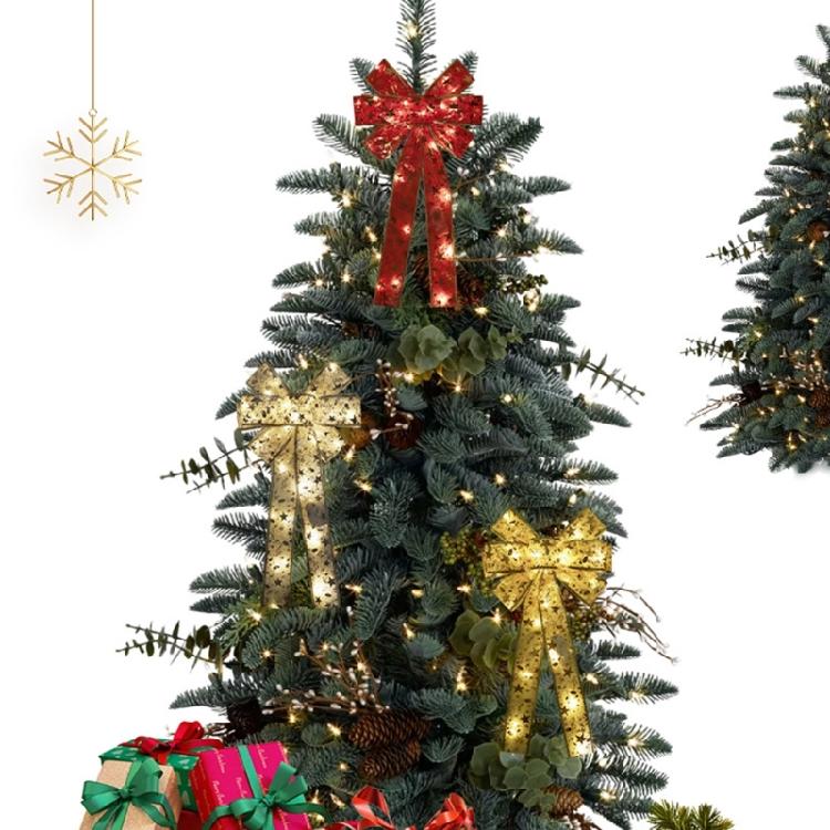 Christmas Bowknot with Led Light Tree Festival Holiday Party Decor Supplies